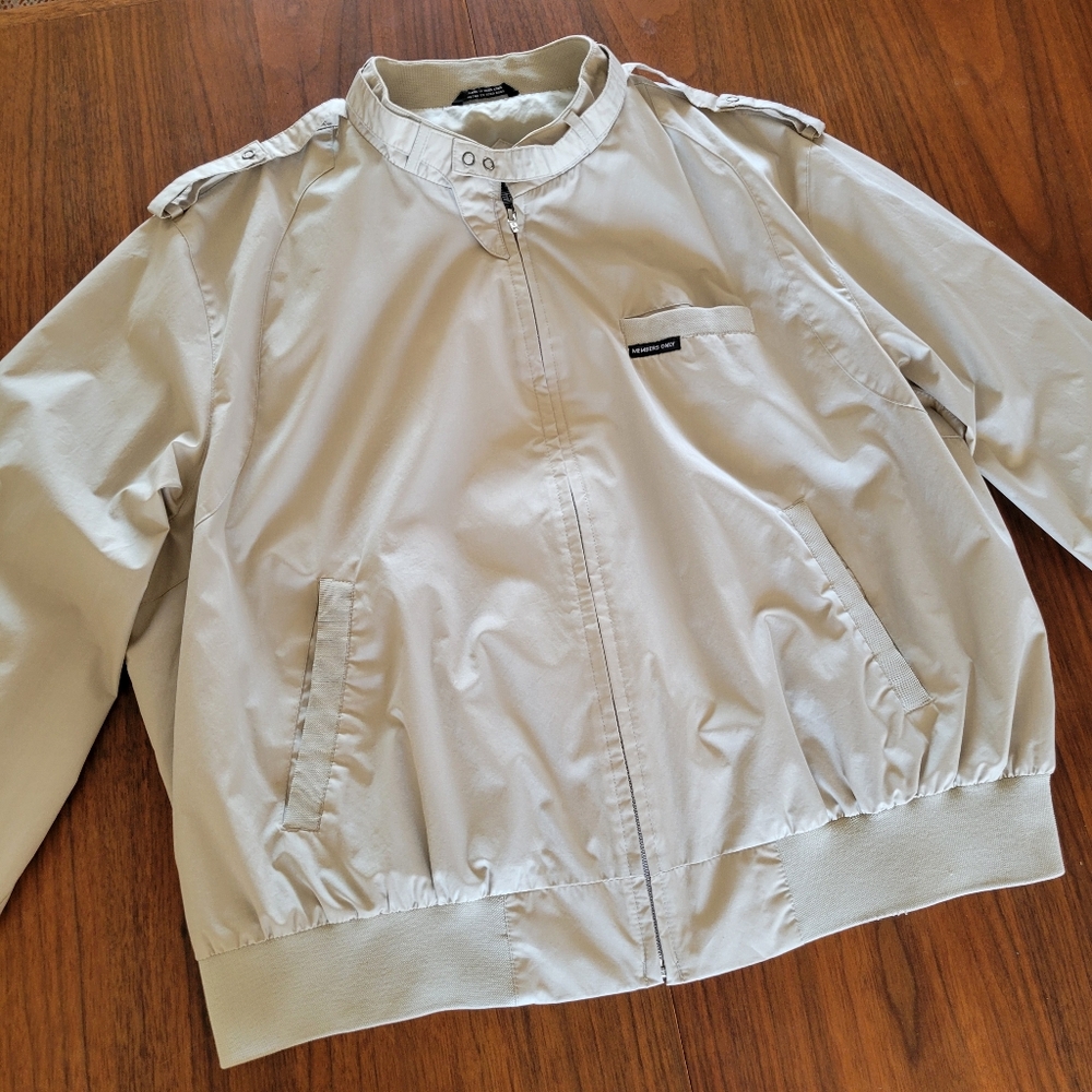 Members Only Jacket XXL Khaki Gray Cafe Racer Full Zip Bomber Jacket Spring